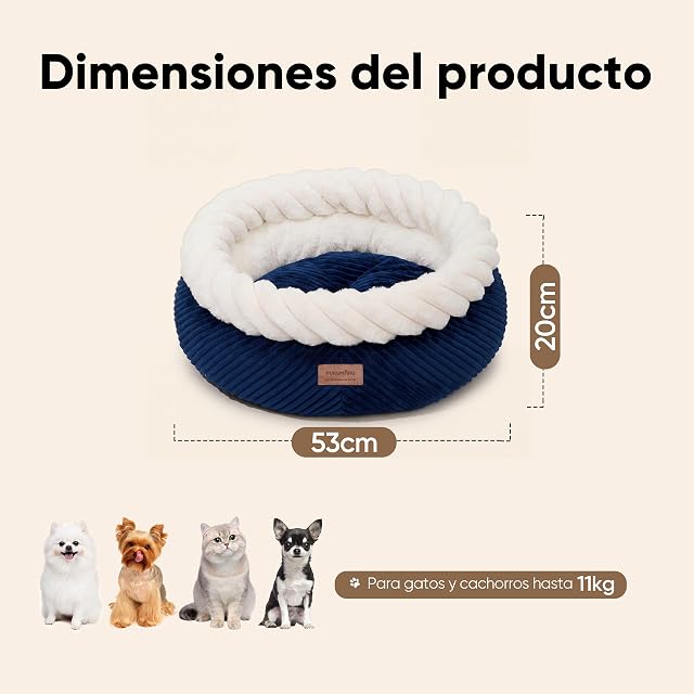 Foto 6 de 8 de FUKUMARU Caseta para gatos interior, caseta lavable redonda para gatos