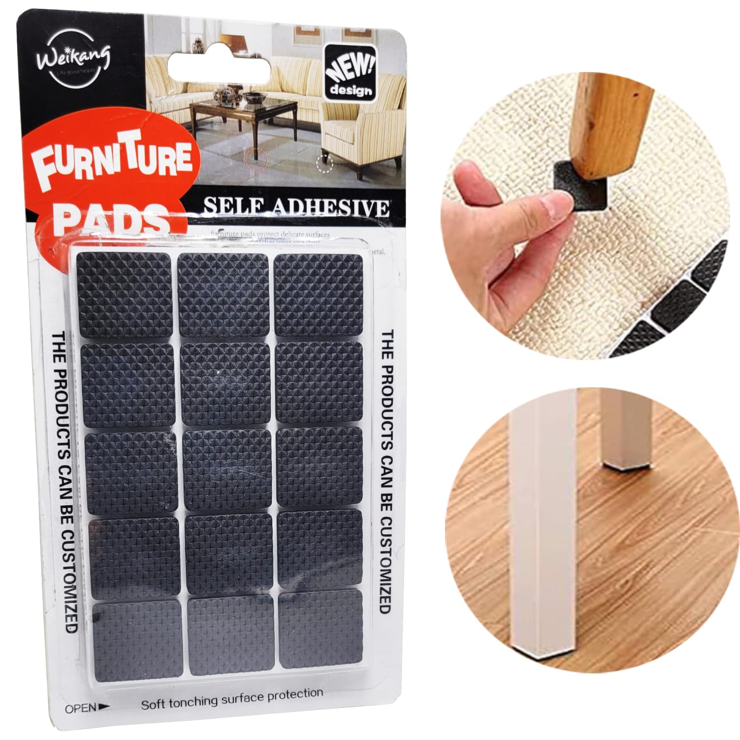 Prostuff.in® 30 Pcs Furniture Pads Kit || Square Rubber Floor Protector Non Slip Furniture Pads Sofa Bed, Dining Table, Dining Chairs Balance Pad Noise Insulation Pad, Black, 3 x 2.7 CM (B0CWDC9HJ5) Amazon Price History, Amazon Price Tracker