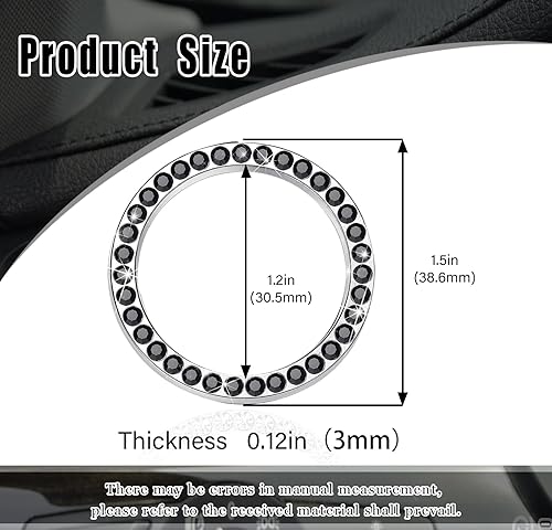 Miniatura 2 de 2 anillos de decoración de arranque y parada de motor de automóvil con doble diamantes de imitación, accesorios para interiores de automóvil, anillo