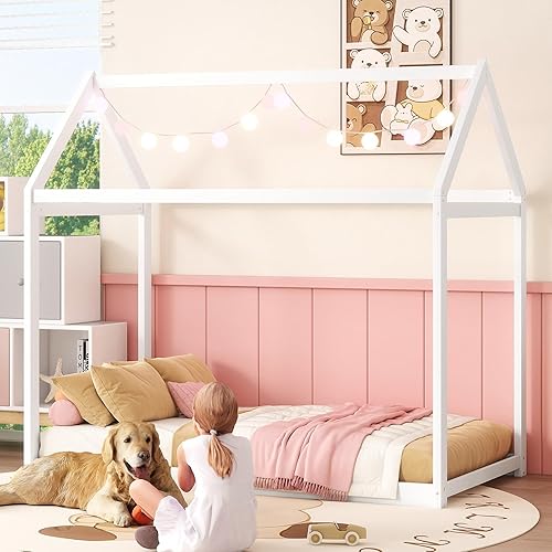 Miniatura 63 de Bellemave Cama individual para niños, cama de madera de pino, camas Montessori para niños, color blanco con estante Blanco,Madera de pino gris,gris