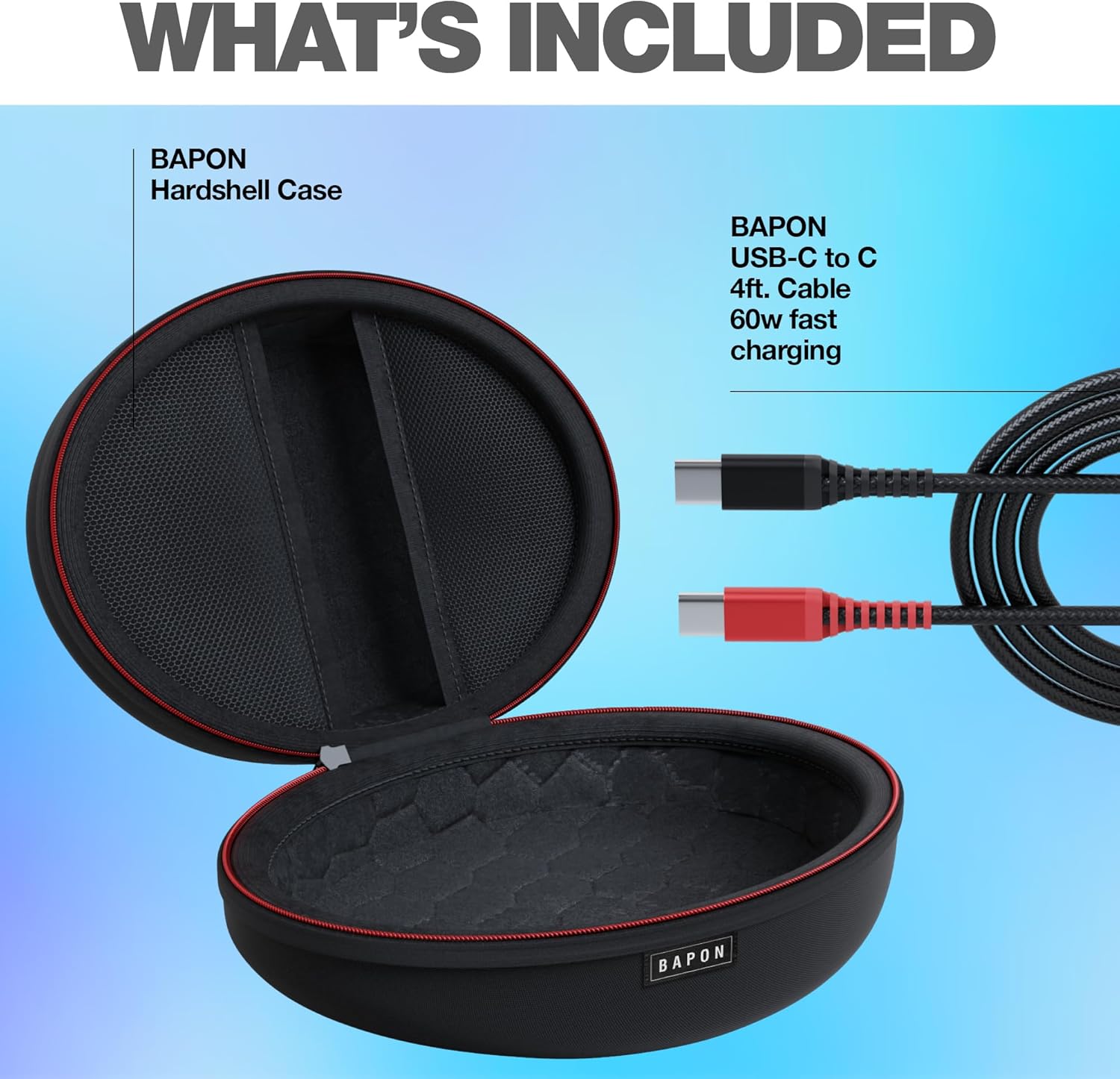 Travel Over Ear Headphone Case - Hard Shell Headphone Case with USB-C Cable - Compatible with Skullcandy Crusher Evo/Anc/Hesh - Case to Carry Noise Cancelling Foldable Wireless Headphone (Black) - Image 2