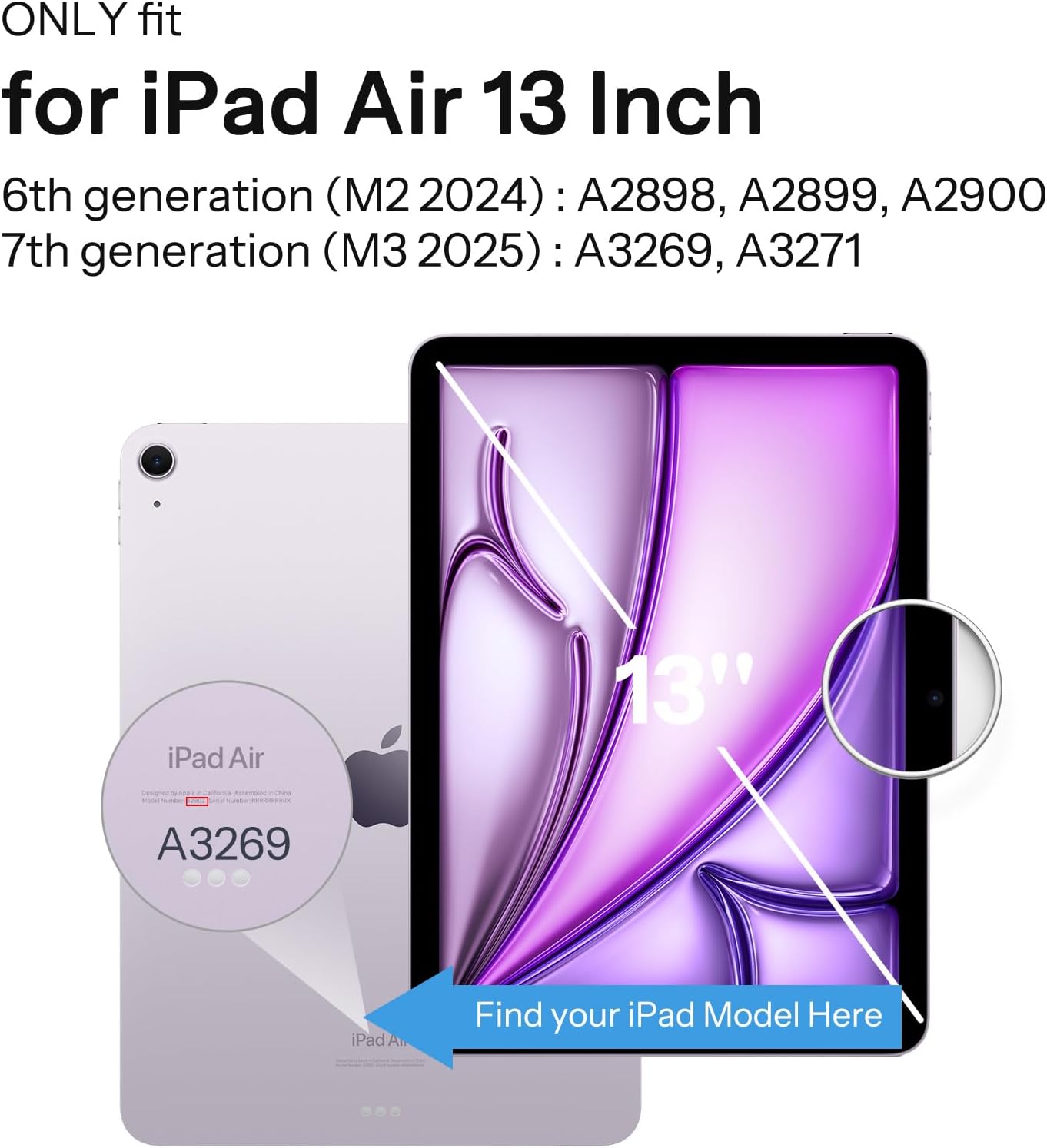SPARIN Case for iPad Air 13 Inch M4 2026/M3 2025/M2 2024 ((8th/7th/6th Generation), Removable Magnetic Cover with Apple Pencil Holder, Portrait and Landscape Stand, Auto Wake/Sleep -Midnight Green
