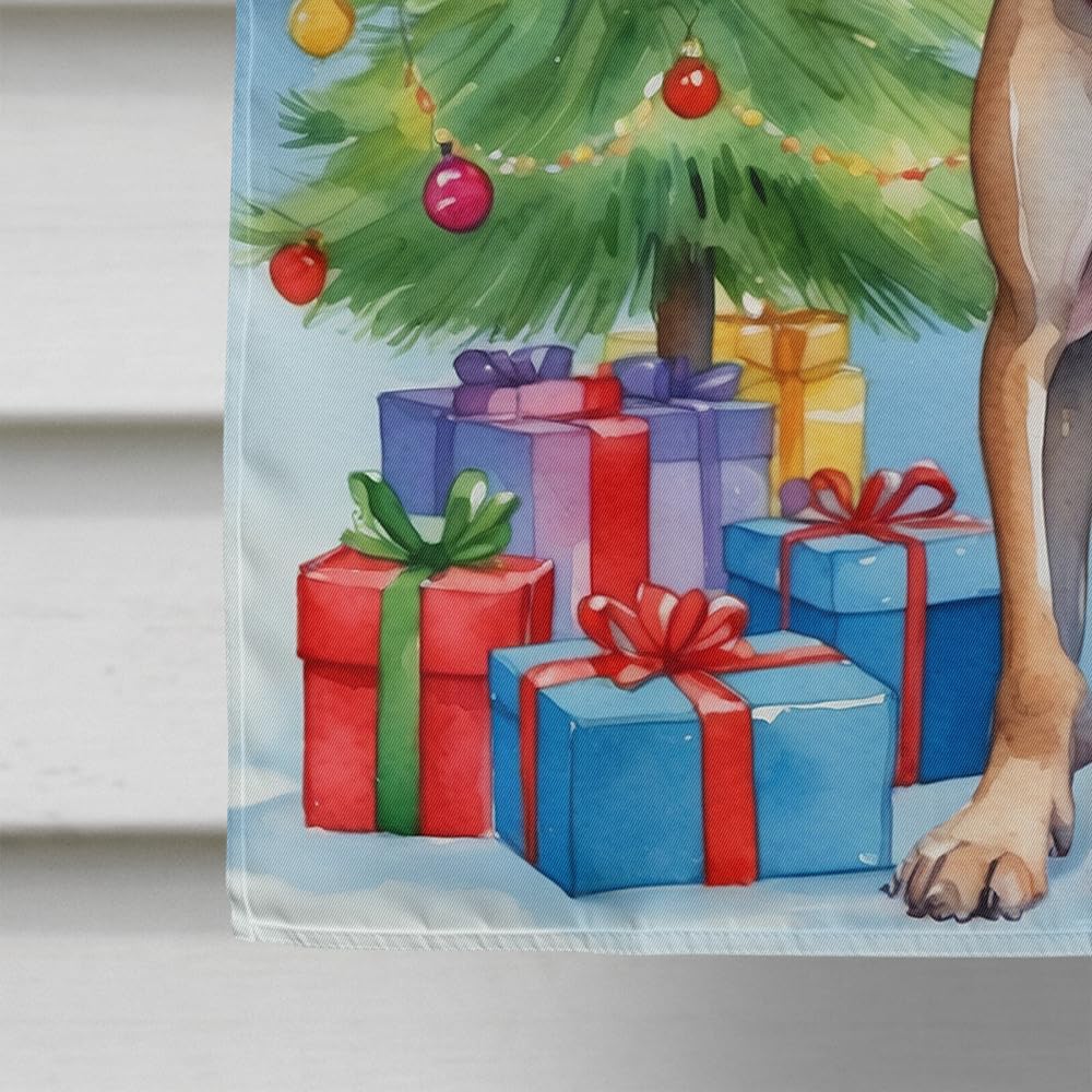 Caroline's Treasures American Hairless Terrier Christmas Reindeer House Flag Large Porch Sleeve Pole Decorative Outside Yard Banner Artwork Wall Hanging, Polyester, House Size, Multicolor