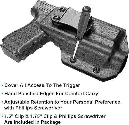 Miniatura 4 de Kydex - Funda compatible con Glock 19 19X 23 32 45 con TLR1 - Funda de cintura interior de corte óptico para G19 G19X G23 G32 G45 con Streamlight
