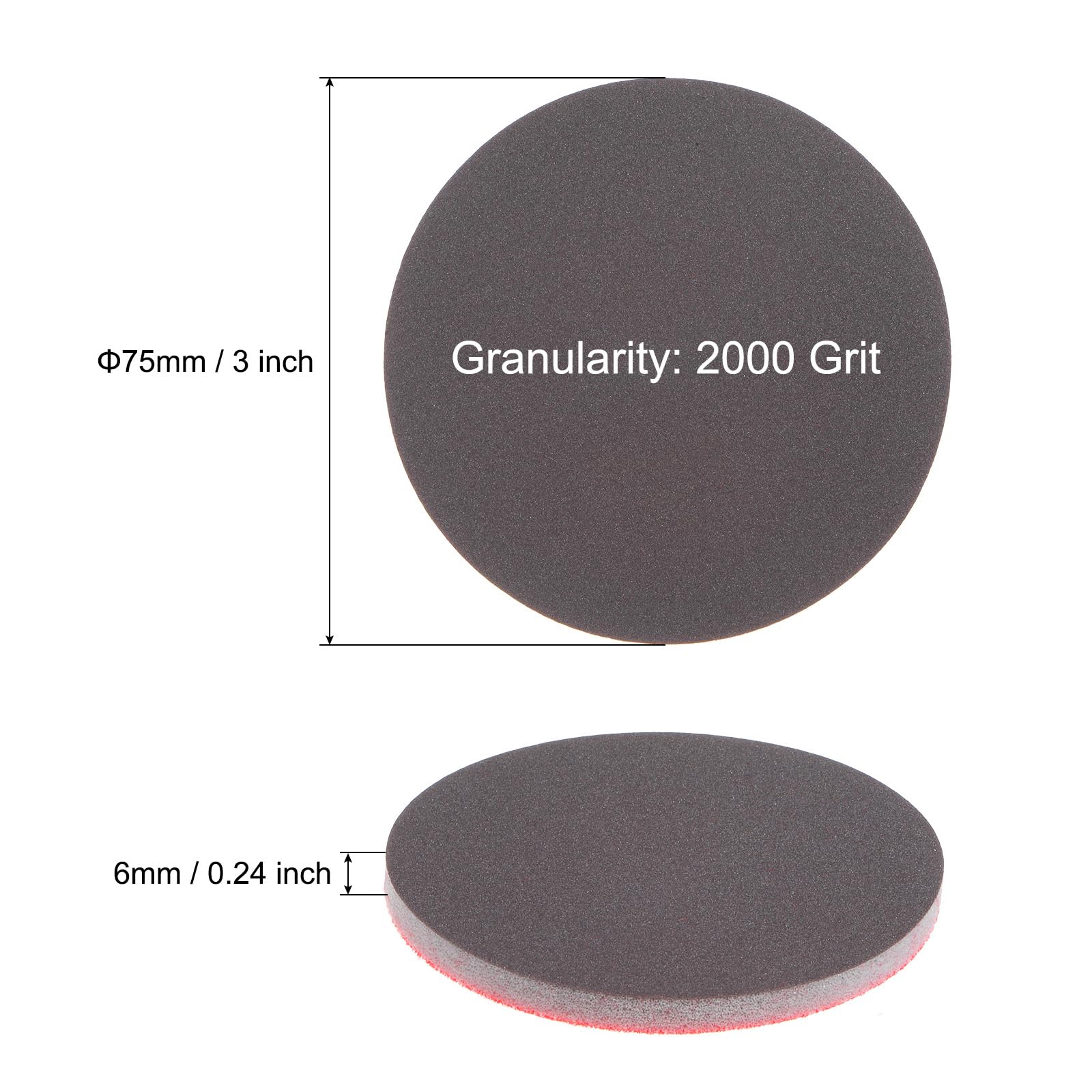 QUARKZMAN 100uds 2000 Grano Lijado Esponja 3 Pulgada Gancho y Bucle Esponja Lijado Disco Húmedo/Seco para Coche Madera Yeso Paneles Metal