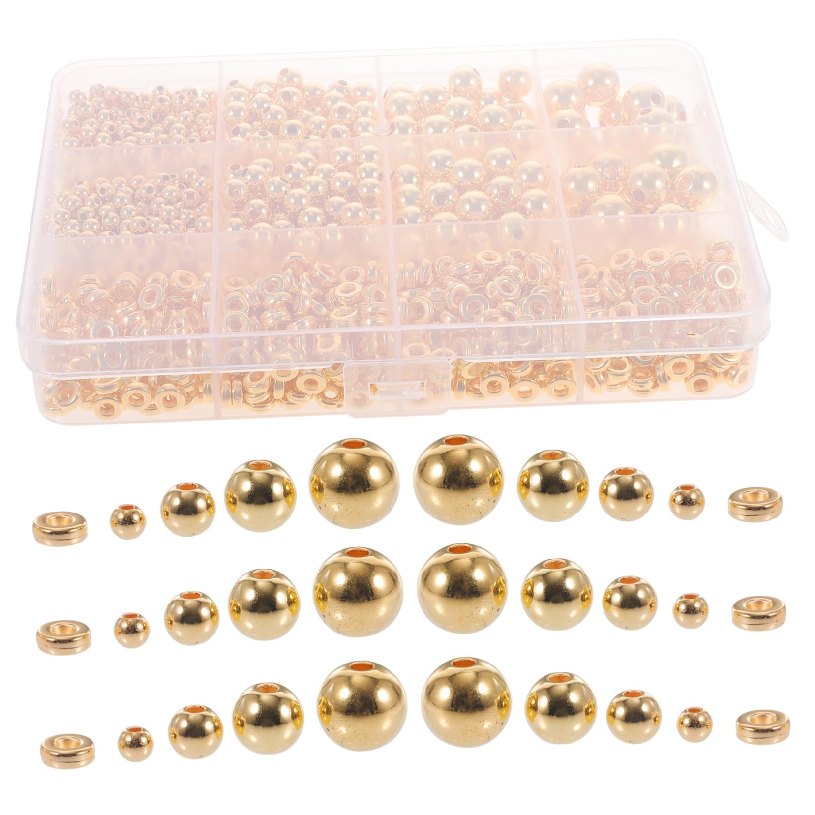 Angoily 3 Sätze Goldenes Perlenzubehör Armbänder Perlen Für Schmuckhersteller Schmuck Perlen Machen Uv Lose Perlen Abstandsperlen Zum Basteln Runde Lose Abstandsperlen Harz 1250 Stück * 3