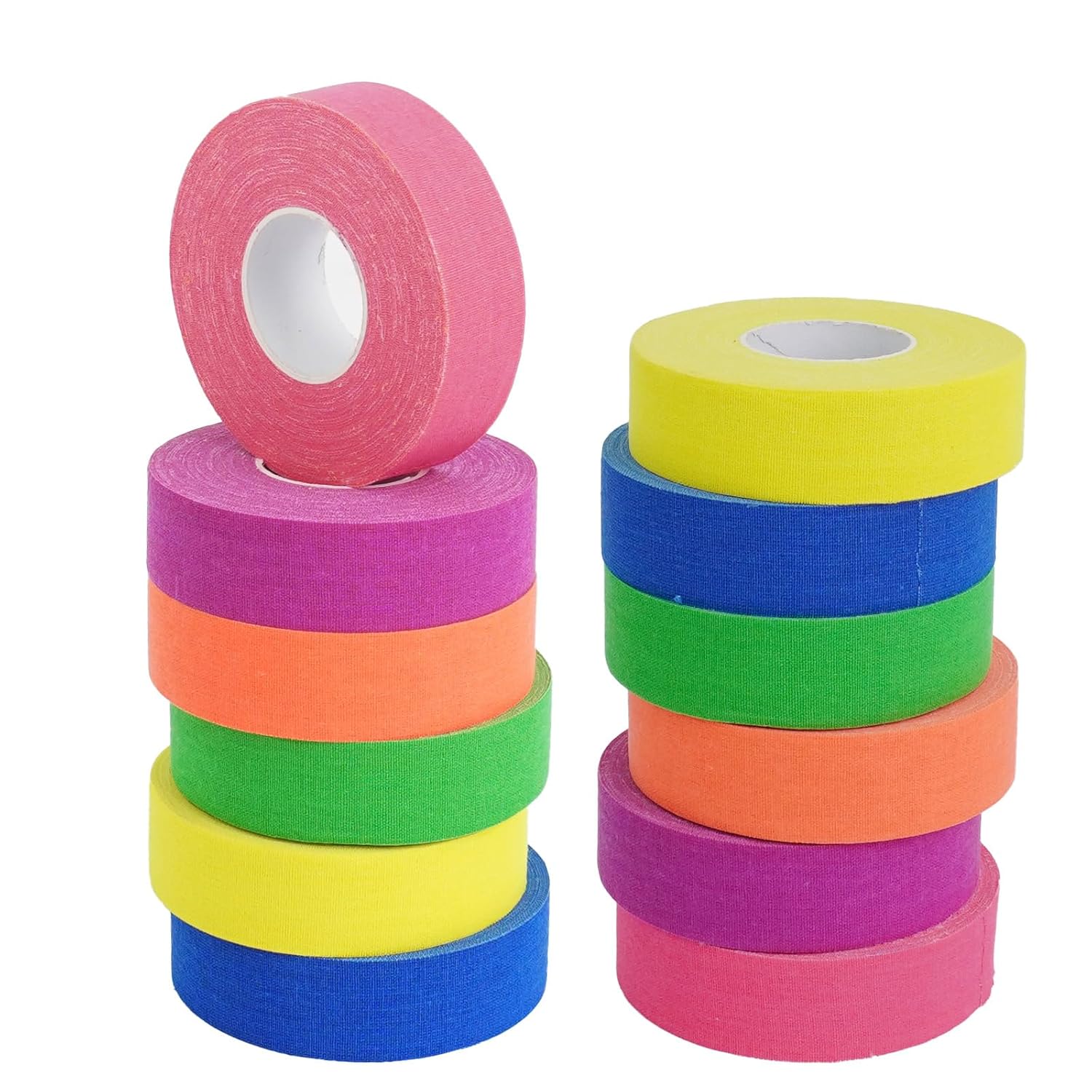 12 Rolls Gaffers Tape Spike 1 Inch x 20 Yards Heavy Duty Multipurpose Neon UV Blacklight Reactive Fluorescent for Floor Markings Party Supplies