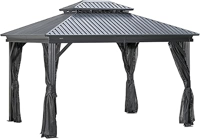 Sojag Kiana Double Roof Aluminum Frame Gazebo with PVC-Coated Netting for Insect Protection, Galvanized Steel Roof, 10' x 12'