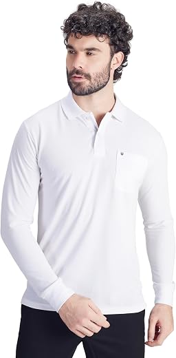 PRORIDERS Men's Cotton-Rich Full-Sleeve Polo T-Shirt with Pocket Premium Pique Fabric Casual &amp; Stylish