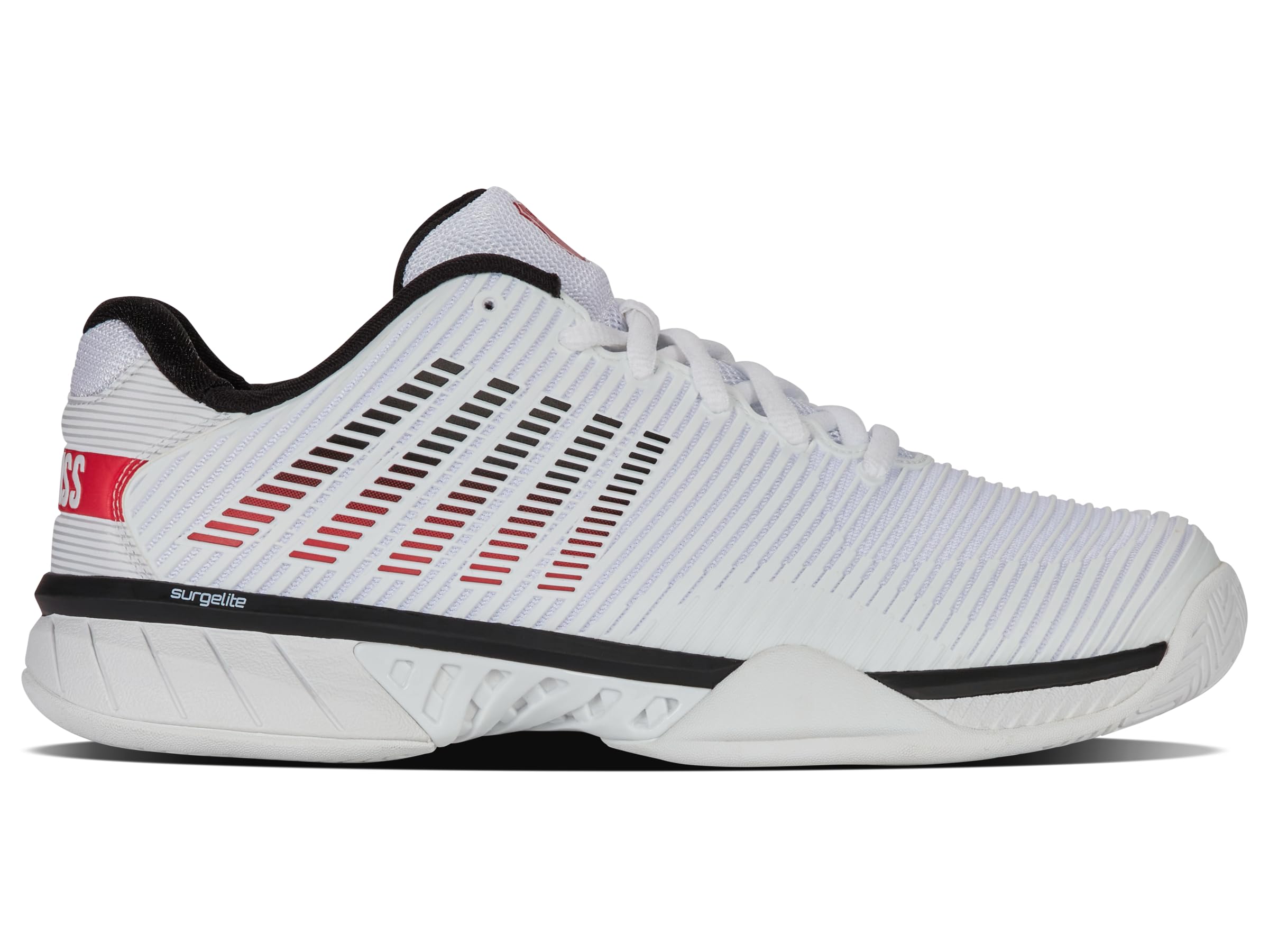 K-Swiss Men's Hypercourt Express 2 Tennis Shoe, White/Black/Mars Red, 7.5 W