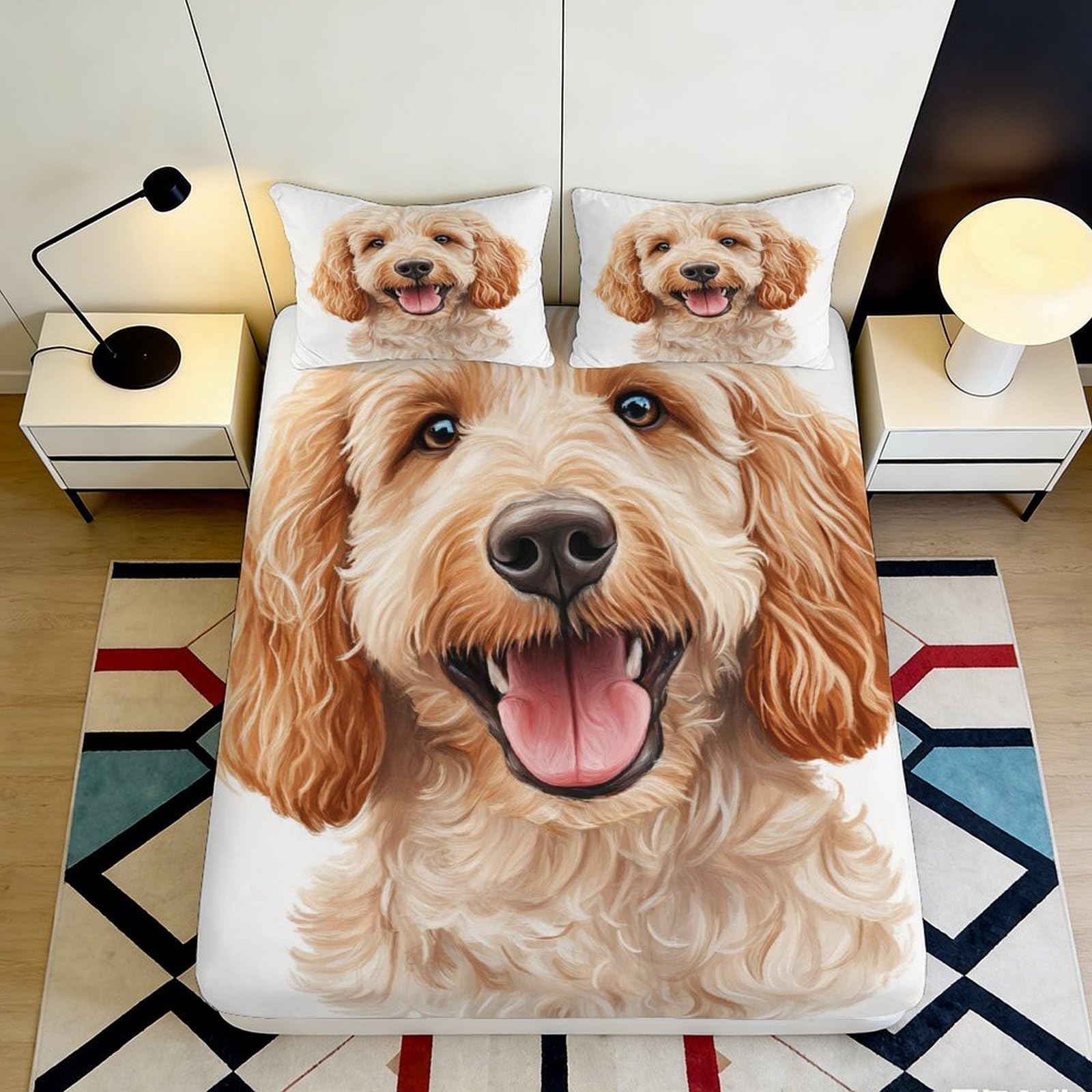 Pnayamiorkfel Style-4 3D Printed Golden Doodle Dog Fitted Sheet Microfiber Soft Anti-Slip Cute Puppy Mattress Cover For Bedroom Guest Room Decor 90X200x25cm