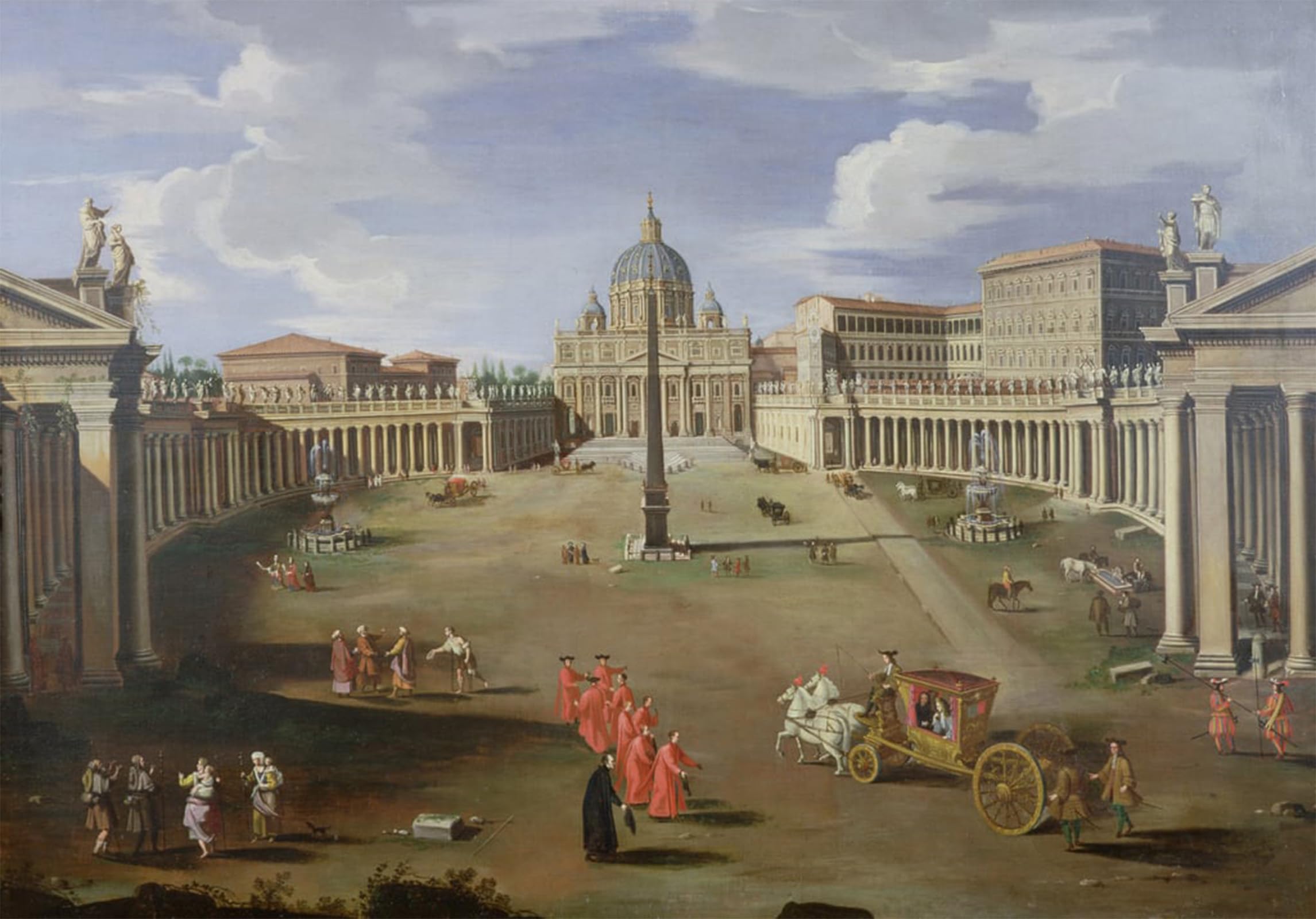 Serendipitp No Frame Abstract Painting Mural Print Picture Wall Decor Painting A View Of St Peter By Gaspar Van Wittel Vintage Wall Artwork For Home Decor 60X90cm