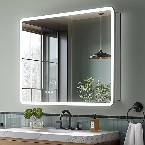 Miniatura 12 de Botiquín de 16 x 24 pulgadas con luces (bisagra derecha), esquina redondeada, empotrado/superficie, enchufe/cableado, 2 tomas de corriente + 1 USB