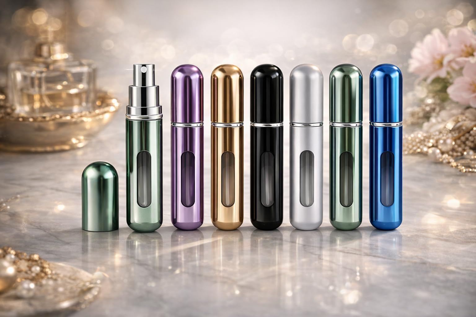 - Refillable Mini, Portable Cosmetic Spray Atomizer, Travel Size Perfume Cosmetic Atomizer Bottle, Reusable, 5ml Refillable, Effortless Refilling Compact Portable - Assorted (Pack of 1)