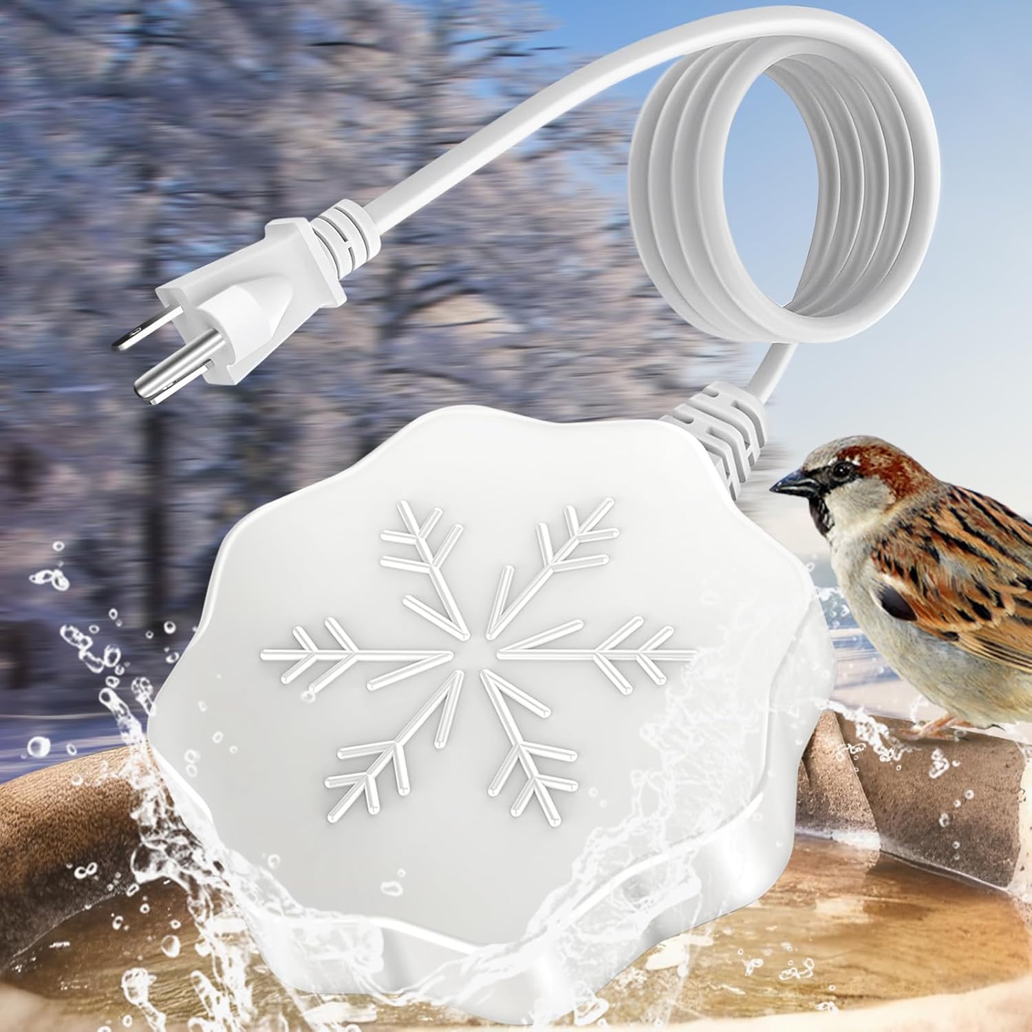 Bird Bath Heater for Outdoors in Winter, 80W Thermostatic Controlled Auto Shut Off Birdbaths Deicer, Winter Water Heated De-icer for Livestock and Poultry in Farm and Yard (2PCS)