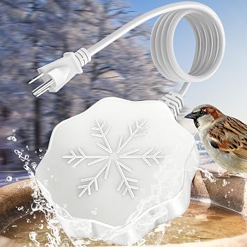 80W Bird Bath Heater for Outdoors in Winter, Thermostatic Controlled Auto Shut Off Birdbaths Deicer, Winter Water Heated De-icer for Livestock and Poultry in Farm and Yard 1PCS