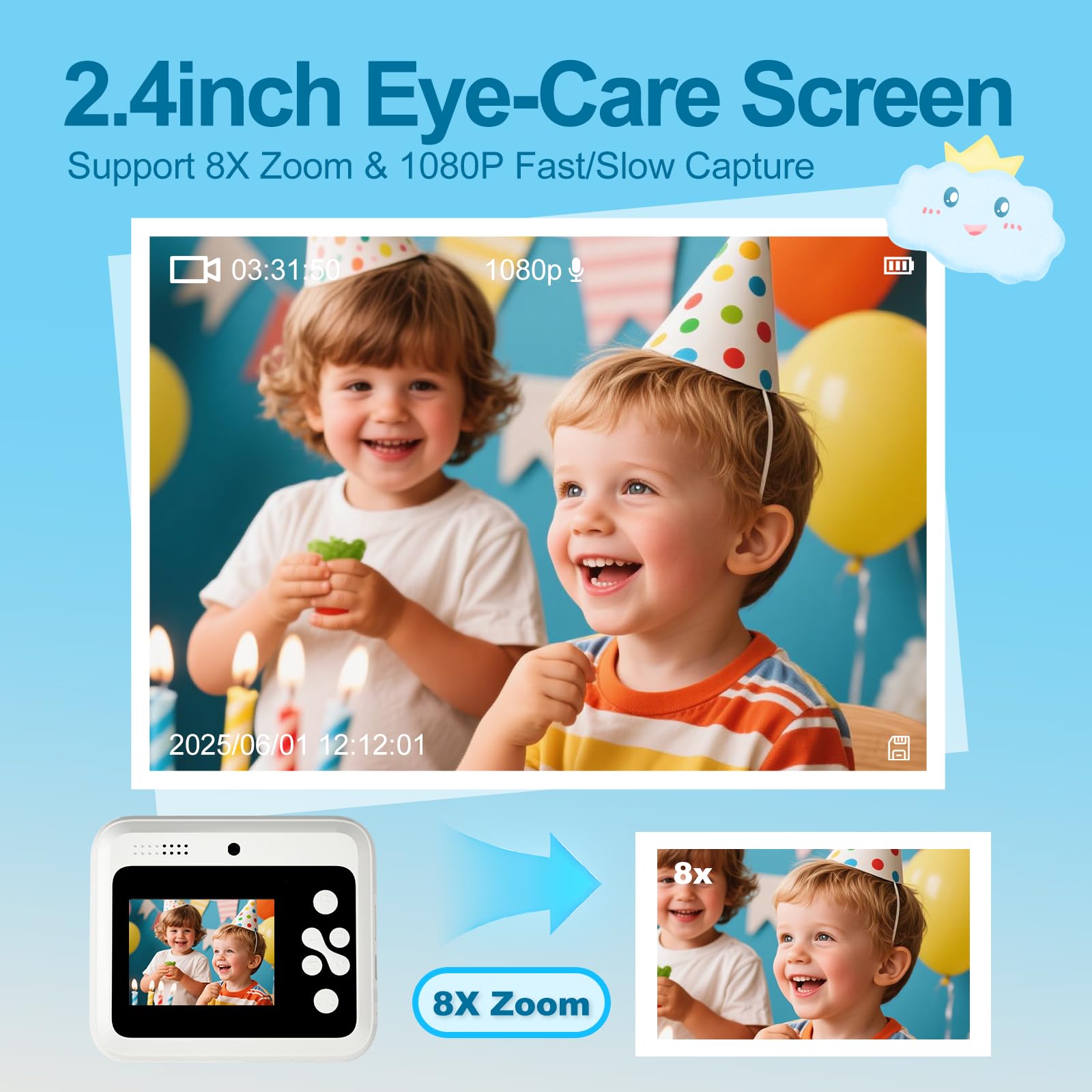 Cámara de impresión instantánea para niños, cámaras instantáneas de 1080P para niños que imprimen fotos con tarjeta de 32 GB, cámara digital Daurable para niños, regalo de cumpleaños para niñas y 5