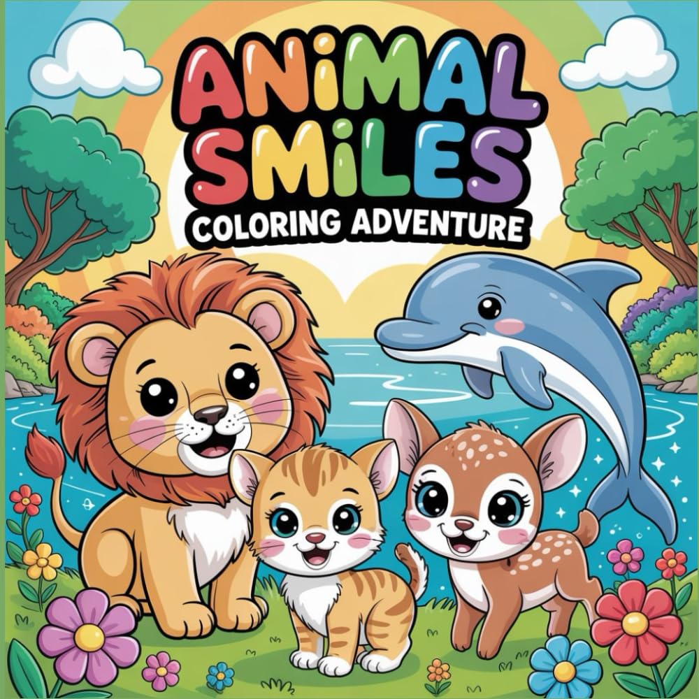 Animal Smiles Coloring Adventure: An Adorable Animal Coloring Adventure with Smiling Characters, Simple Shapes, and Stress-Free Coloring Fun for Little Kids