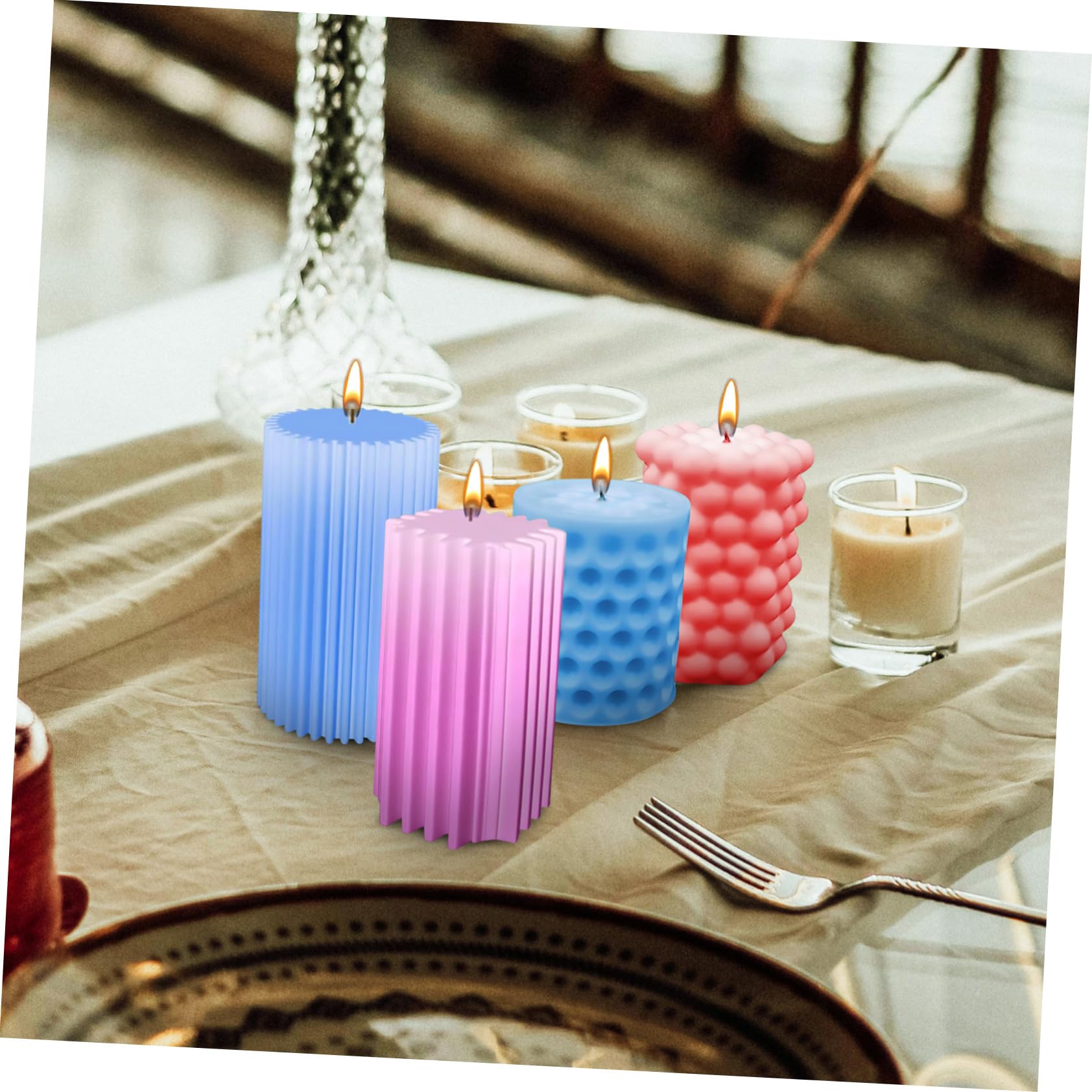 NUOBESTY 20pezzi Stampo Per Candele Silicone Kit Per Creazione Candele Flessibili e Riutilizzabili Mould Pilastro Con Superficie Liscia e Facile Da Rimuovere