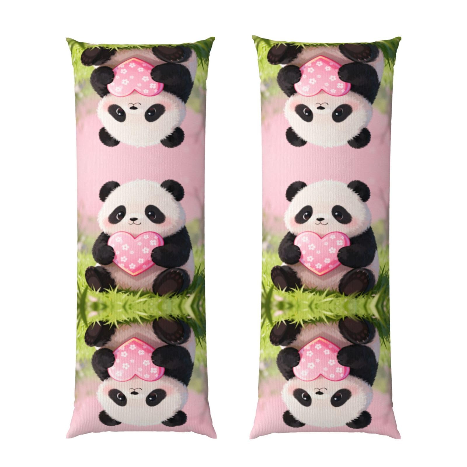 Valentine Panda Heart Body Pillowcase 20x60-Ultra Soft Plush Long Pillow Cover with Hidden Zip for Sleeping