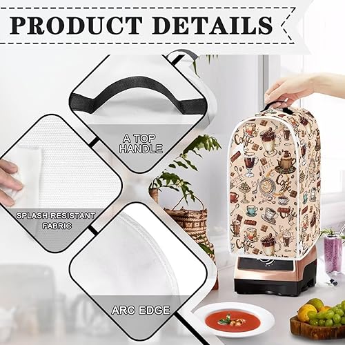 Vista 22 de doginthehole Hummingbird Blender Covers for Kitchen, Washable Appliance Covers Anti Fingerprint Stain Resistant Polyester Blender Dust Cover