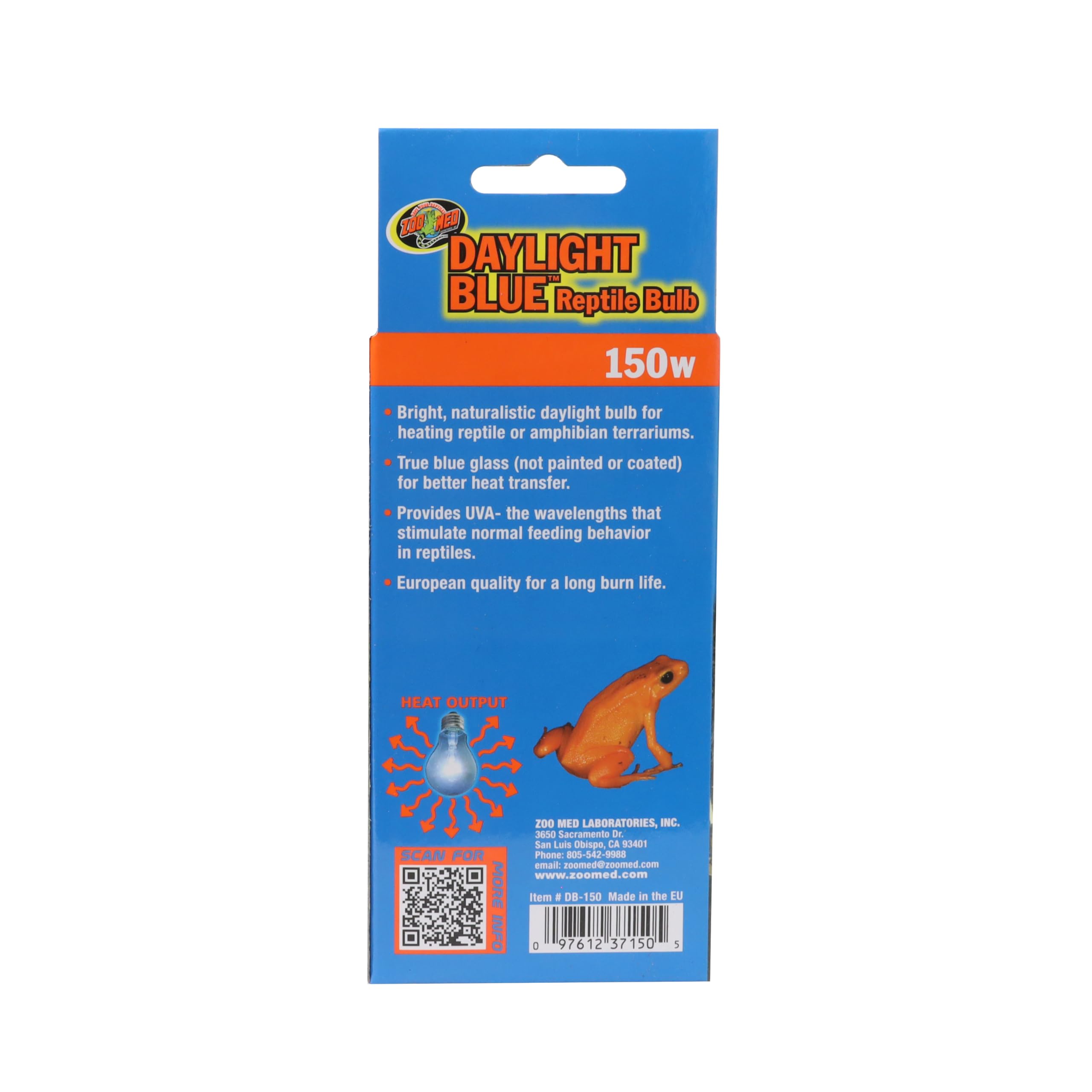Zoo Med Lot de 3 ampoules pour reptiles Bleu lumière du jour 150 W