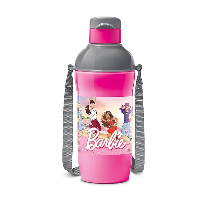 MILTON Steel Barbie 400 Insulated Inner Stainless Steel Kids Water Bottle, 390 ml, Cherry Pink & Grey | PU Insulated | Hot & Cold | Easy to Carry | Leak Proof