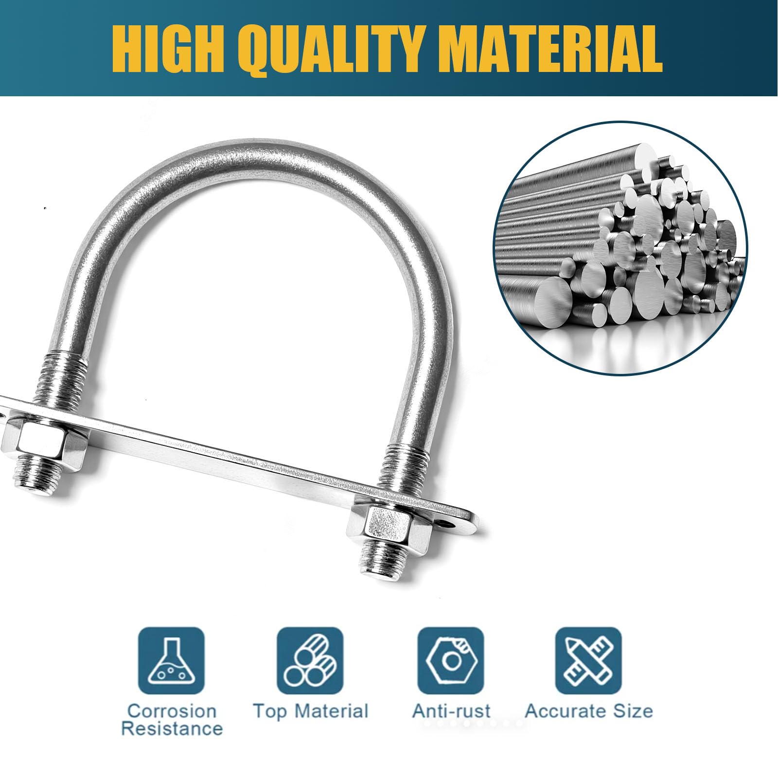 Heavy Duty U-Bolts - Galvanized Steel for Boats & Trailers -3 Heavy Duty U-Bolts - Galvanized Steel for Boats & Trailers -3