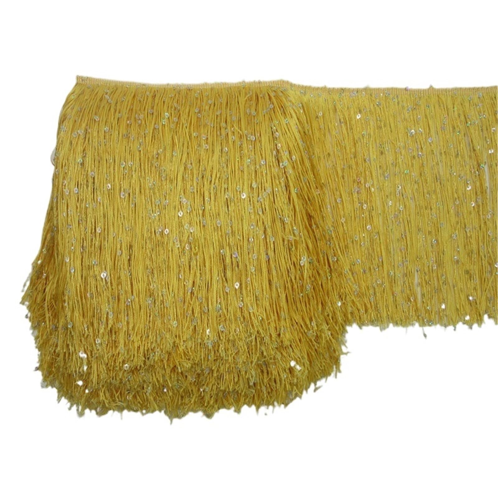 Tassel Fringe Trim 1 Yard 20CM Long Polyester Sequins Tassel Fringe Lace Trim Ribbon Sew Latin Dress Stage Garment Curtain Accessories(Color5)
