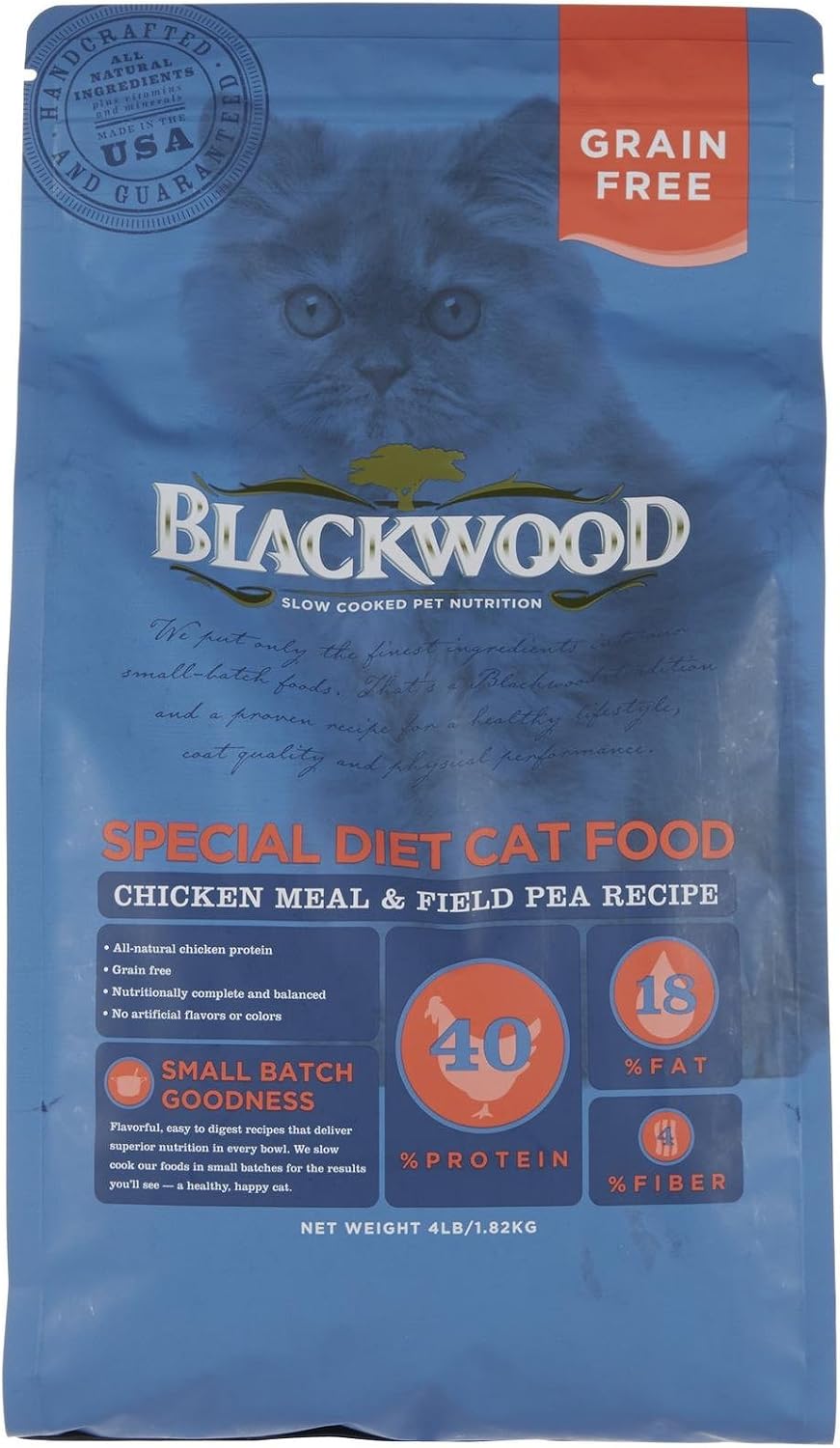Blackwood Pet Food 075492885060 Chicken Meal & Field Pea Recipe Grain-Free Dry Cat Food, 4Lbs