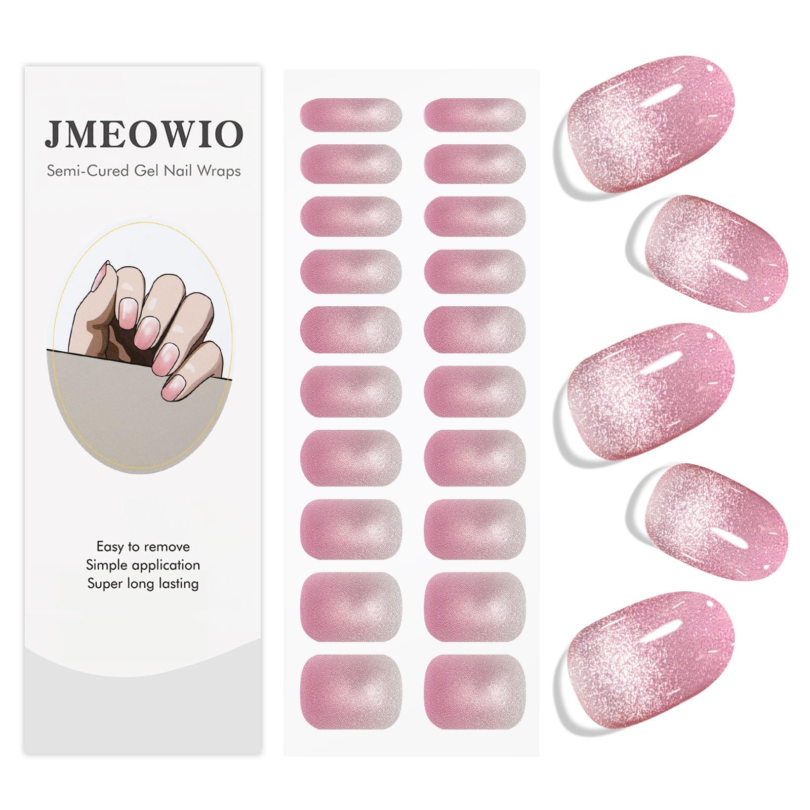 JMEOWIO Żelowe naklejki na paznokcie UV kocie oko lakier do paznokci żelowe naklejki do paznokci dekoracje do paznokci wzory