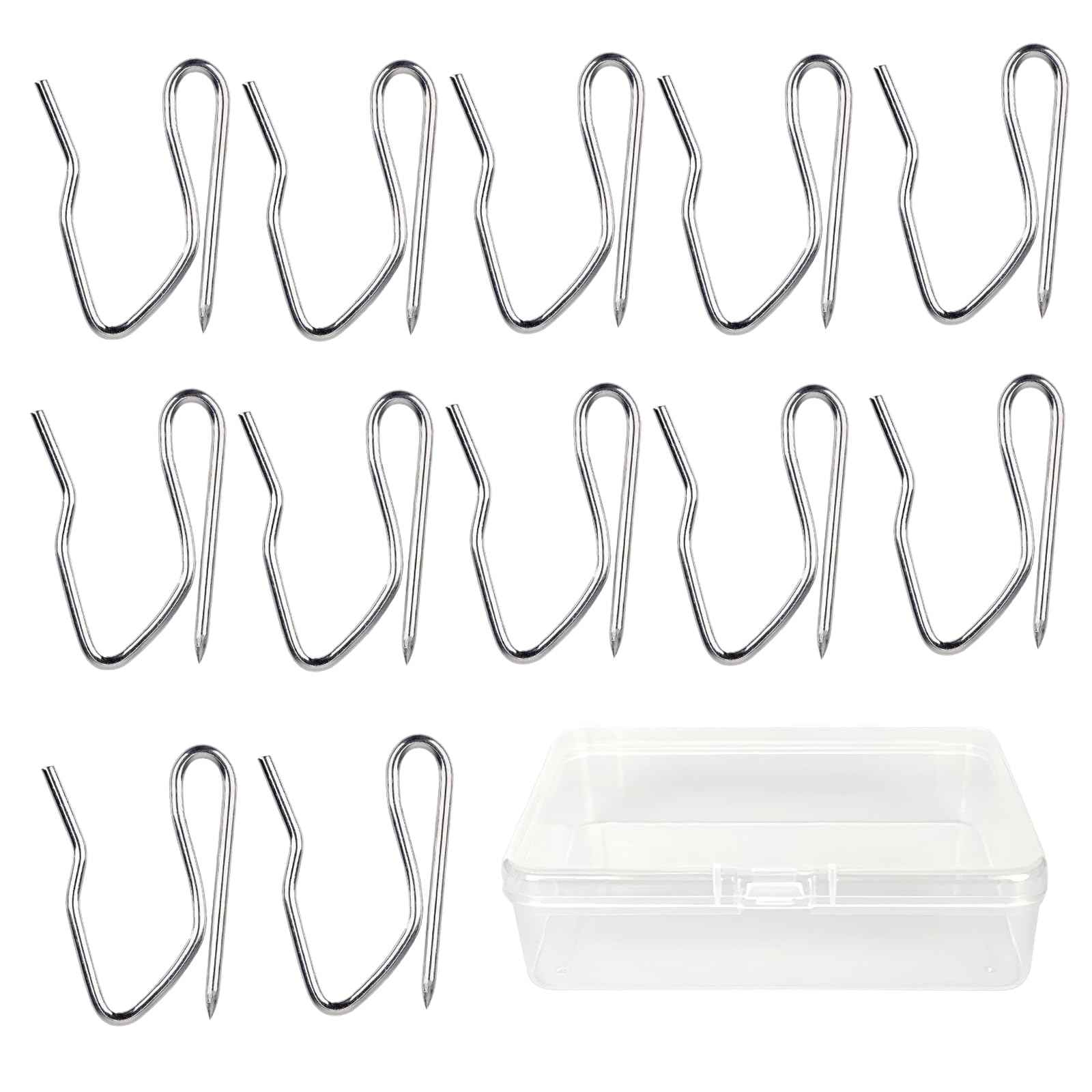 50 Pcs Large Pointed Hooks, Drapes Stainless Steel Shower Curtain Hooks Pinch Pleat Curtain Hook, Heavy Duty Zinc Metal Drapery Pin Hook for Pencil Pleat,Window, Shower