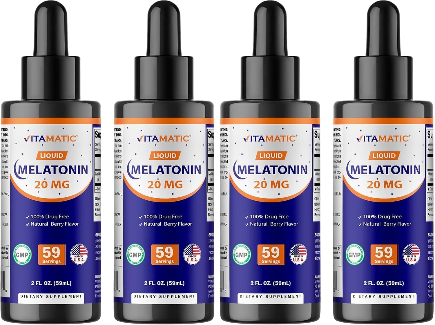 Vitamatic Liquid Melatonin 20 mg, Natural Berry Flavor, 2 fl oz, 2 Pack — Amazon image 10