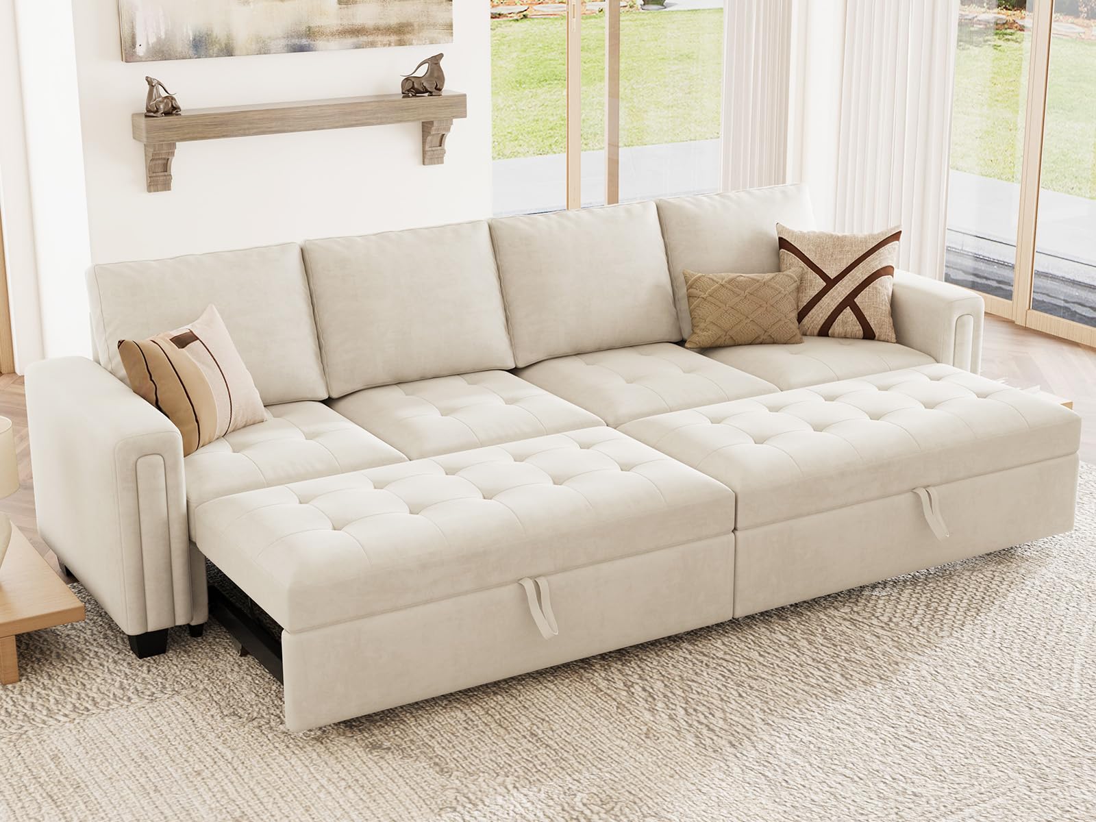 Belffin Modular Sectional Sleeper Sofa Beige
