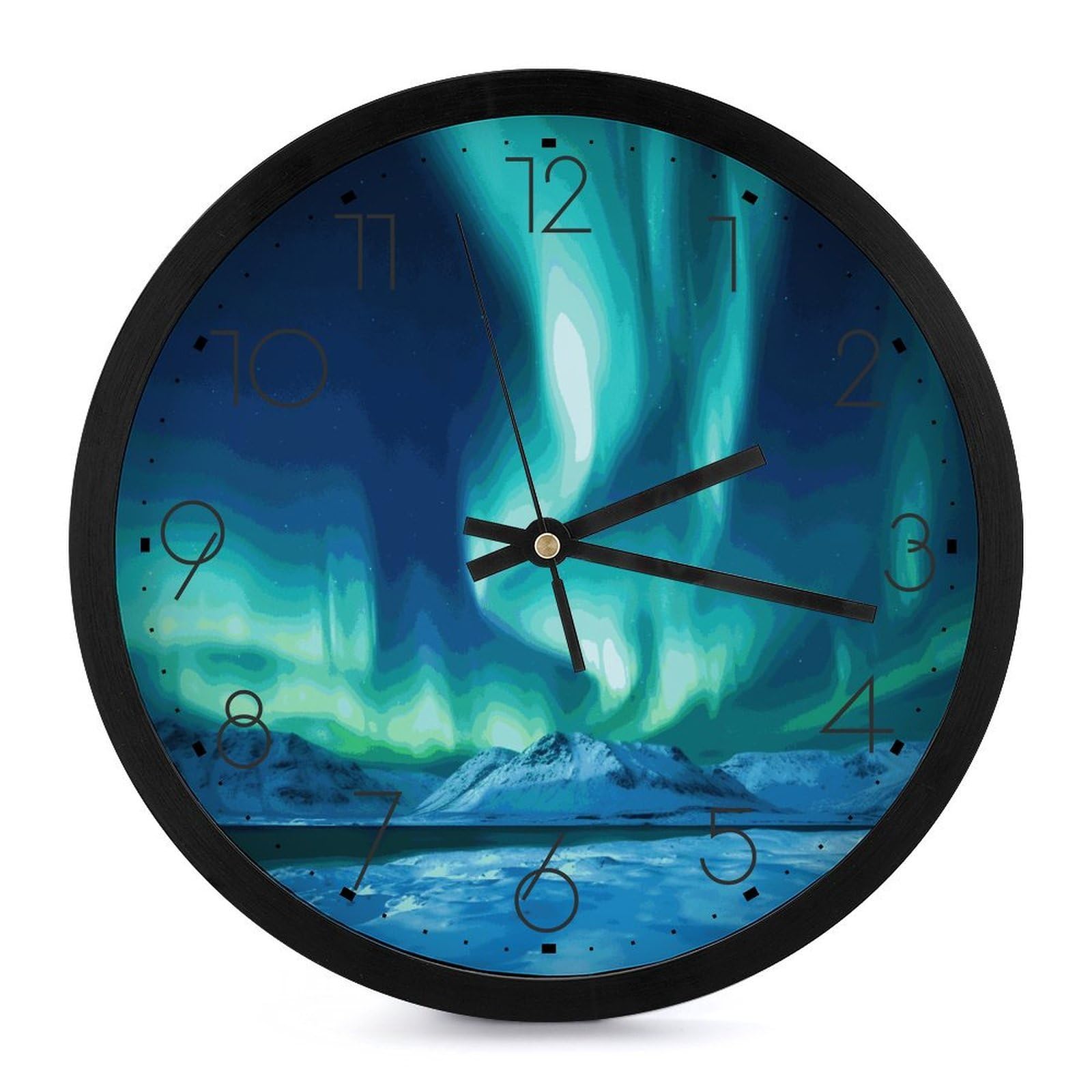Horloge murale numérique noire 25cm silencieuse pour un salon moderne