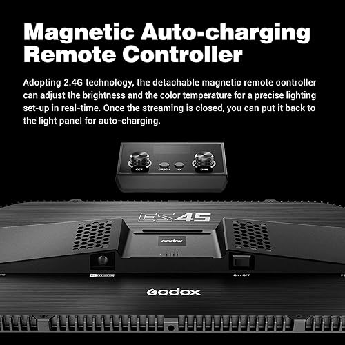 Miniatura 4 de Godox ES45 Luz de tecla, luz de video LED con soporte de escritorio extensible, 0-100% de brillo y ajuste de temperatura de color de 2800-6500k,