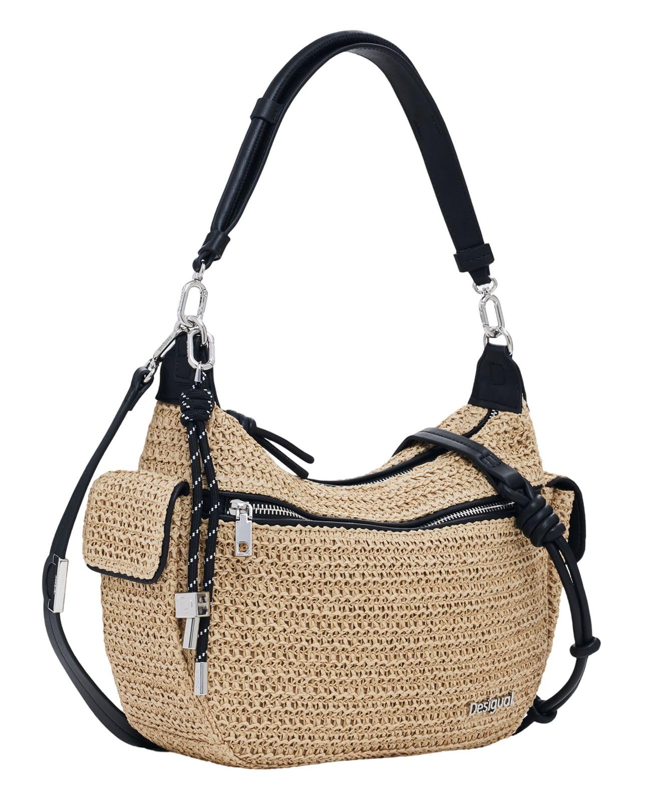 Desigual Damska 25SAXO17 Bag_Half Raffia AS logo, biała