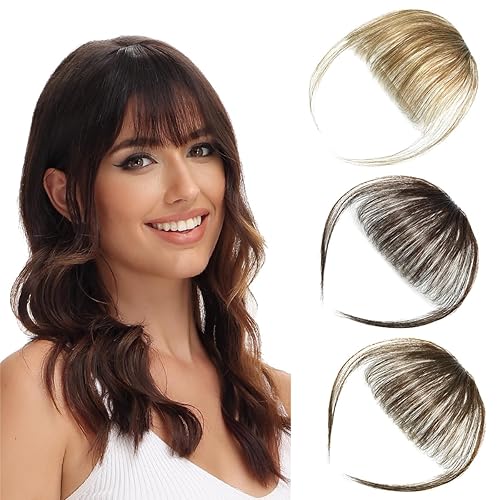 Miniatura 1 de Extensiones de cabello humano con clip, de cara frontal plana, flequillo, flequillo, con sienes, piezas de cabello humano real para mujer