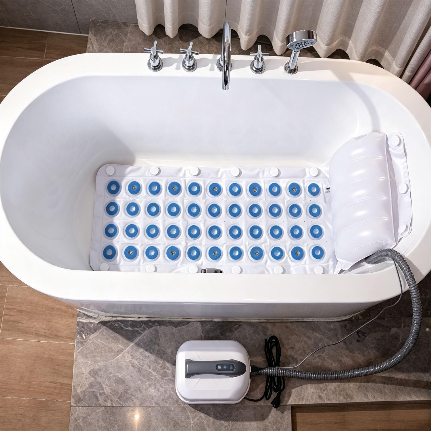 CelyToe DowPie Wireless Remote Bubble Spa Mat, LED Bath Mat for Indoor Bathtubs 110v
