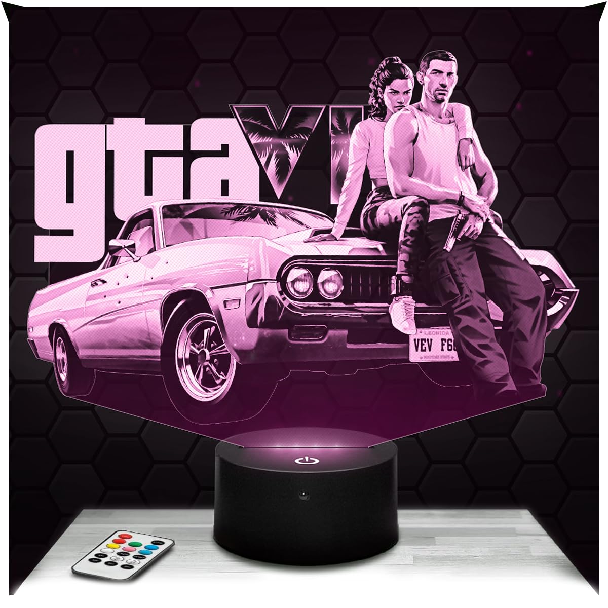 Lampephoto.fr - G Theft 6 3D Lamp, Night Light 3D LED Illusion Lamp, Gaming Gamer Video Games, Gift idea for Boy's Room, Night Light for Children's and Adult's Bedroom, Original Christmas, Gift TOP