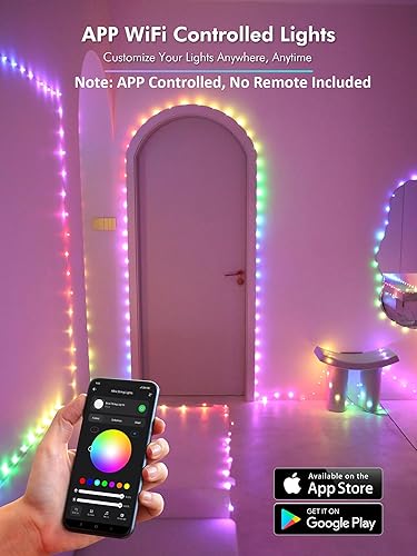 Miniatura 4 de BrizLabs Luces de hadas inteligentes, 33 pies, 100 luces LED que cambian de color, funcionan con AlexaGoogle Home, WiFi arco iris, luz de Navidad,