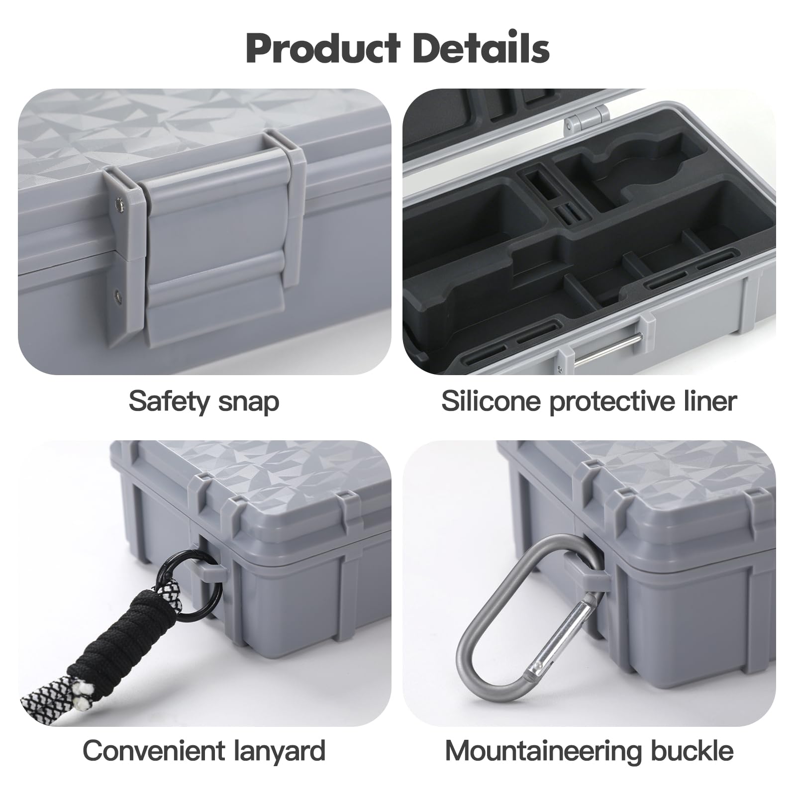 Genérico Estuche Duro IP67 Impermeable para dji Pocket 4, Funda antigolpes Viaje con Forro Silicona, mosquetón cordón, Caja Protectora Sumergible compacta (Gris (Kit Todo en uno))