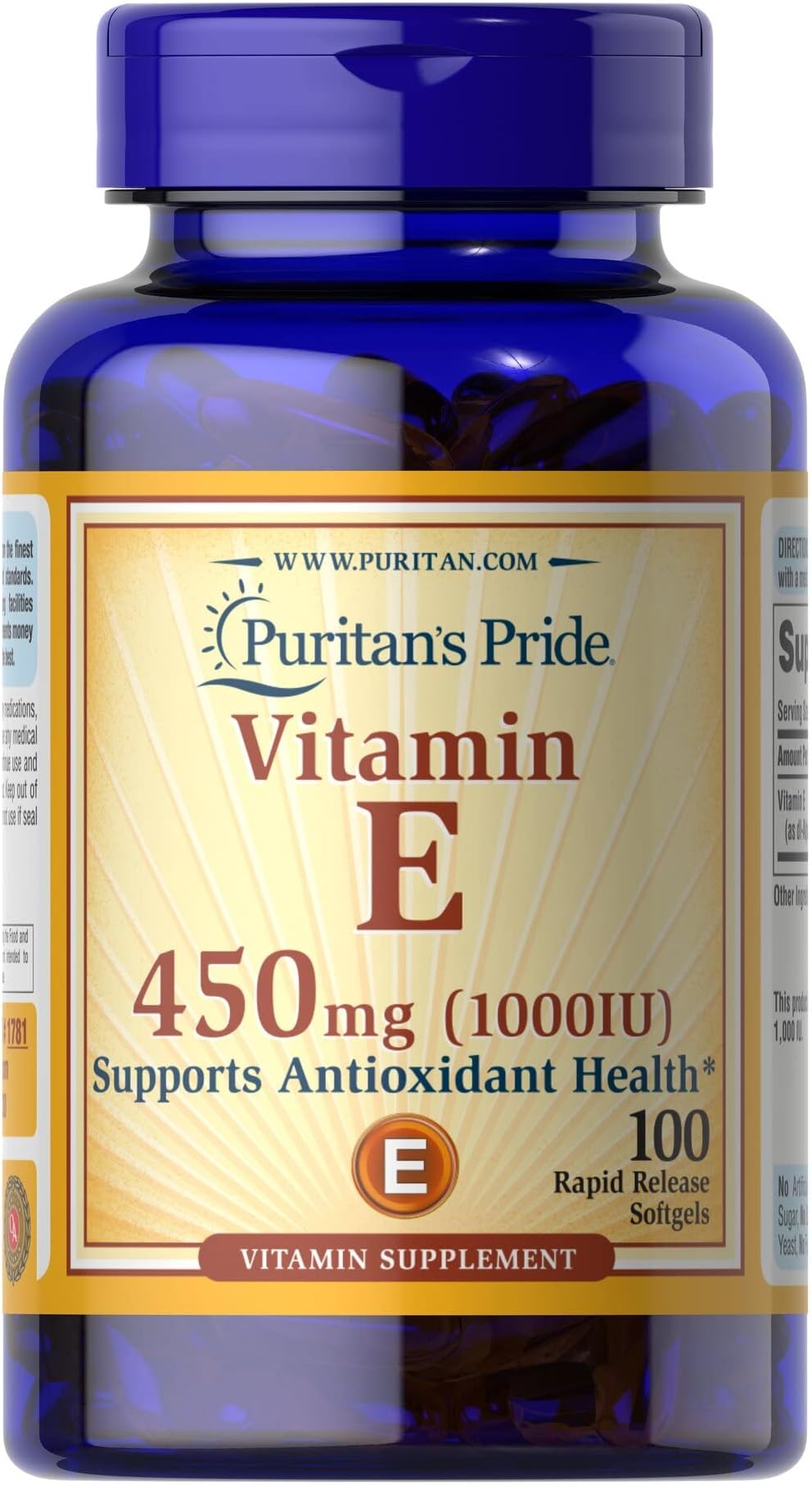 Vitamin E 450 Mg, supports immune function, 100 count by Puritan's Pride