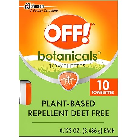 OFF! Botanicals Mosquito and Insect Repellent Wipes, Plant-Based*, Deet-Free**, Easy to Apply, 10 Individually Wrapped Wipes