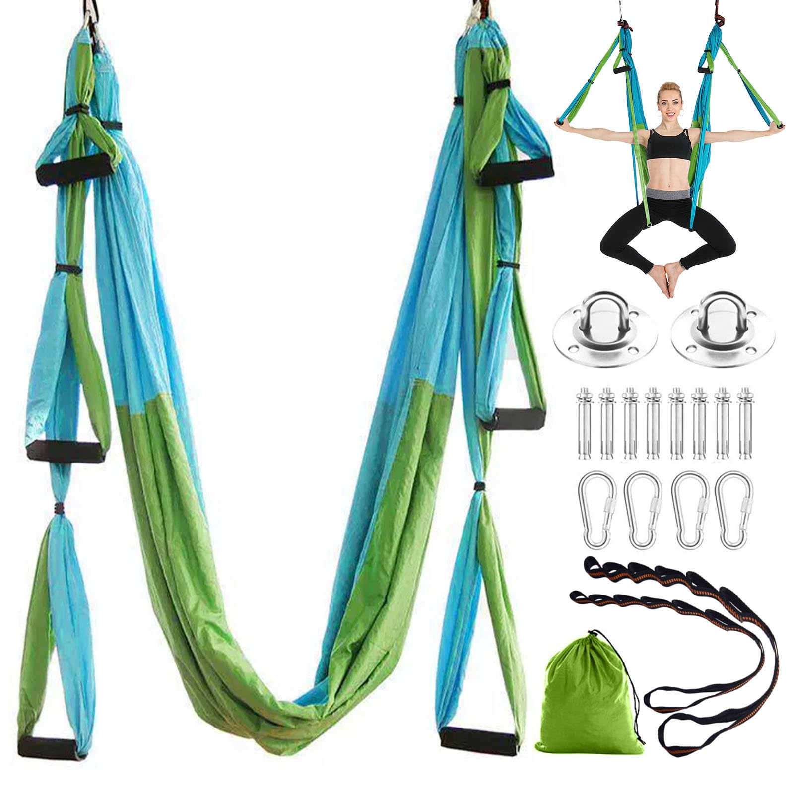 Aerial amaca yoga altalena anti gravità pilates set appendere accessori montaggio borsa trasporto 200 kg