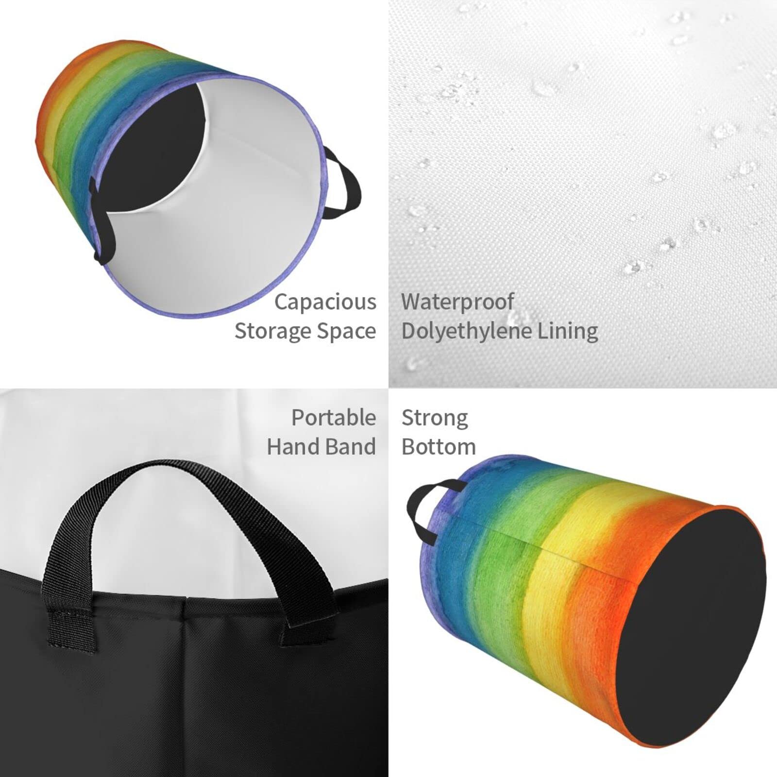 Faltbarer Aufbewahrungskorb Mit Regenbogenstreifen – 38x28x24 Cm, Mit Griffen, Für Spielzeug, Kleidung & Mehr