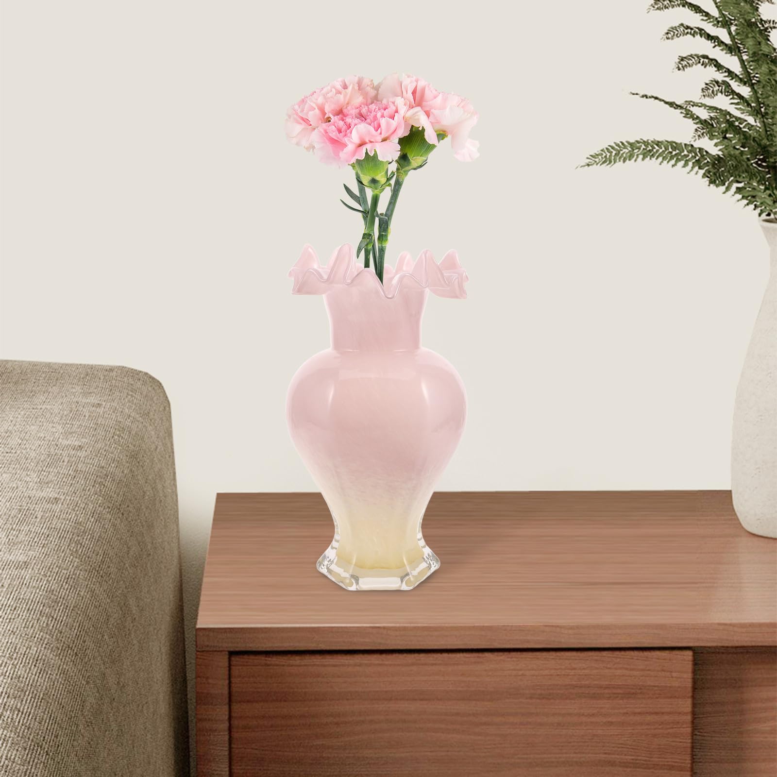 Vaso Creativo a Onda in Vetro Rosa per Tavolo e Casa