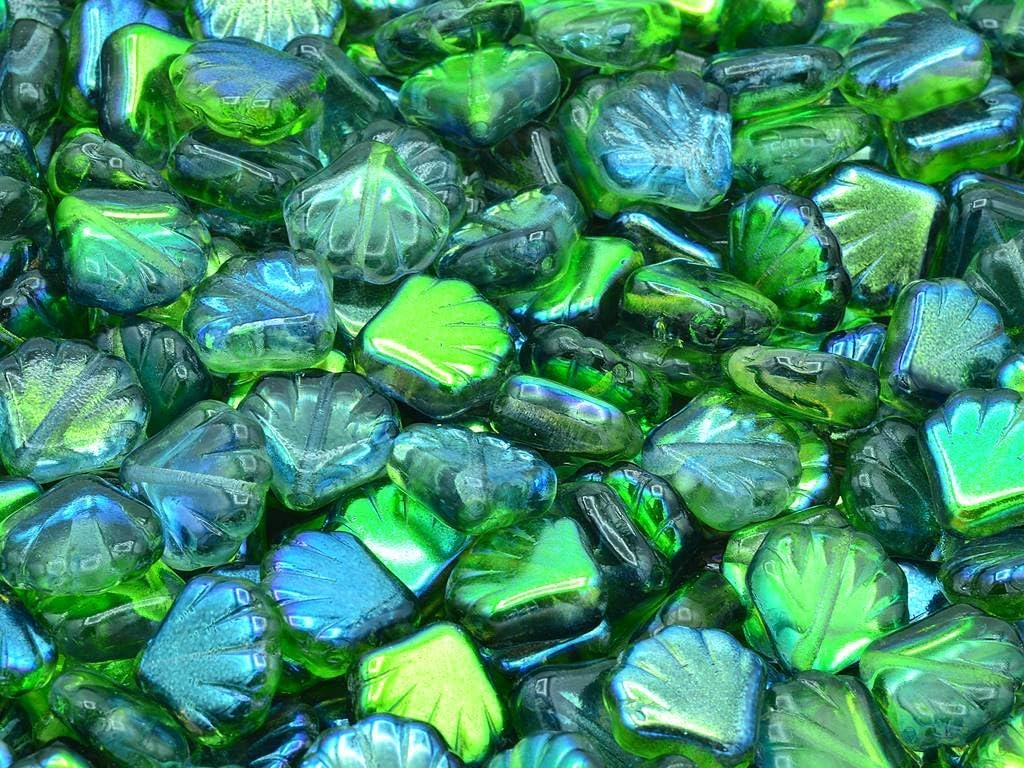 10pcs Pressed Beads Shell, Black Travertin (23980-86800), Glass, Czech Republic (0.55 x 0.55 inches)