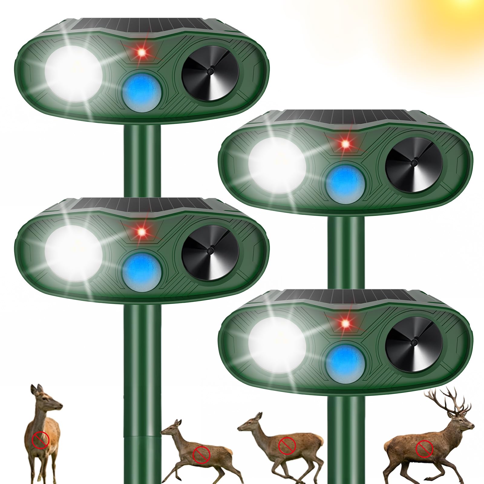 Photo 1 of 2026 Sonic Racoon Squirrel Fortress Pro Deer Repellent Devices, Solar Ultrasonic Motion Activated Animal Repeller Outdoor Cat Repellent Fox Deterrent with Light for Rabbit Bear Dog Garden(4)