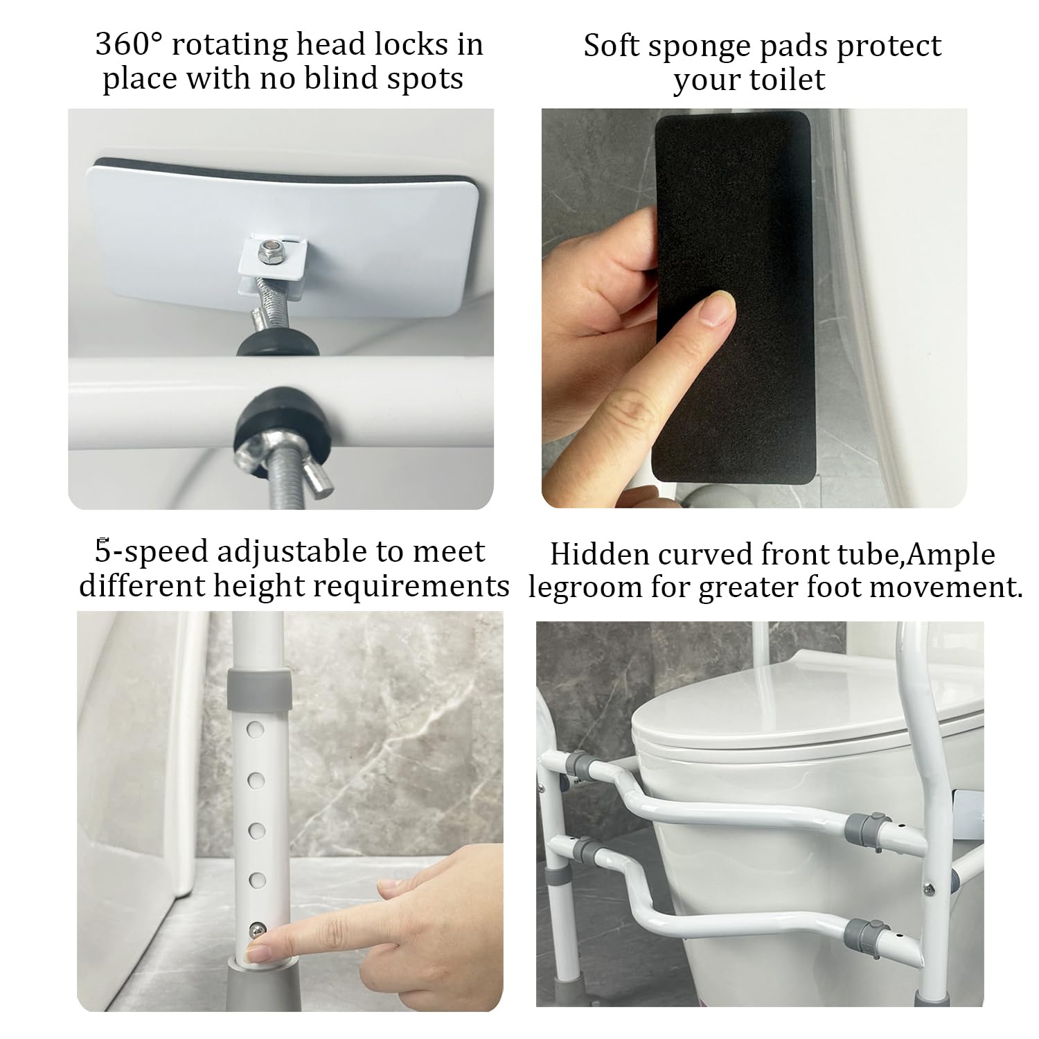 Apoyabrazos Wc Estructura De Apoyo Para Personas Mayores,Asidero Inodoro,Alzador Wc Adulto,Dispositivo De Asistencia Para Ir Al Baño,Altura Ajustable,Apto Para La Mayoría De Baños,Carga 150 Kg